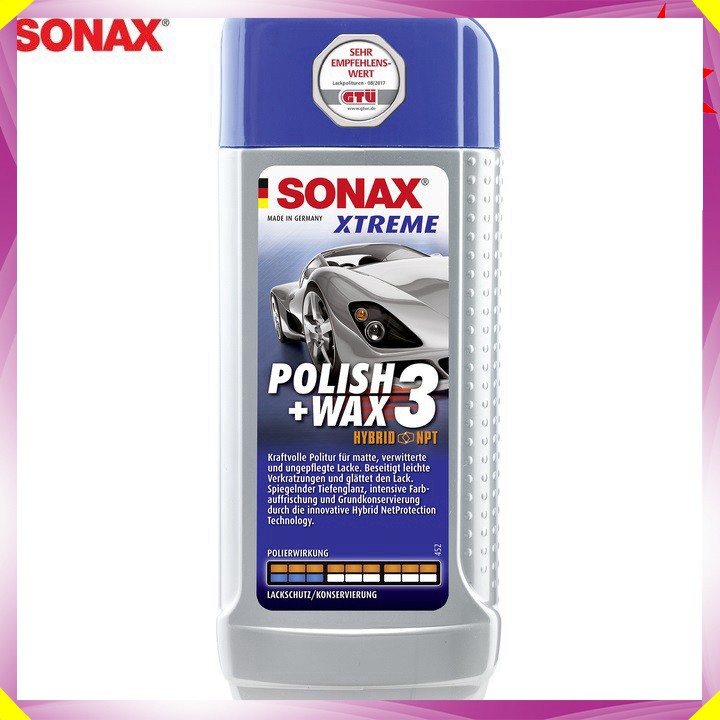 Sản phẩm  Dung dịch xóa xước, đánh bóng và bảo vệ sơn xe 3 trong 1 thương hiệu Đức - Sonax: Mã 202100