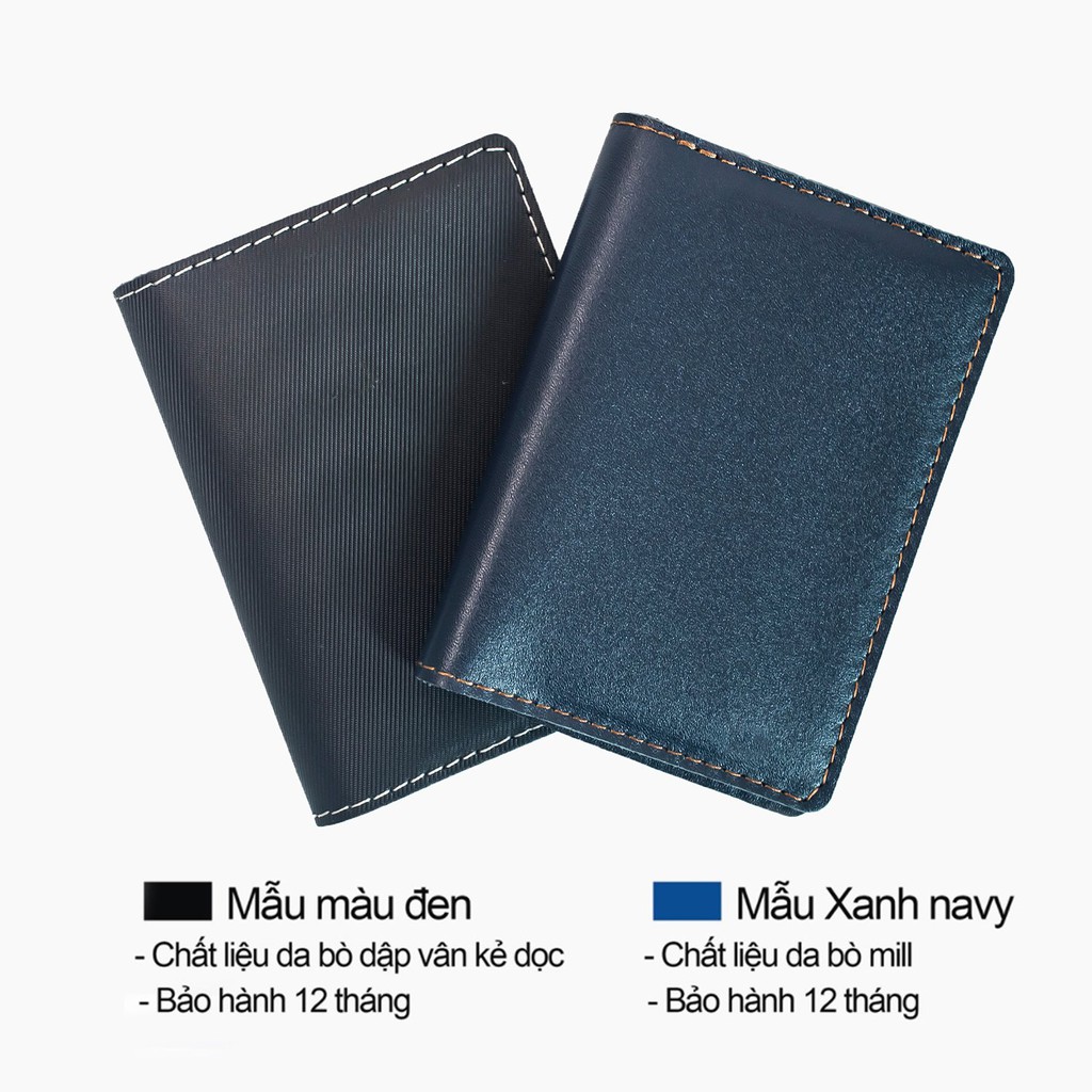 Ví namecard da bò V131, ví đựng thẻ card holder da thật nhỏ gọn, bảo hành 12 tháng
