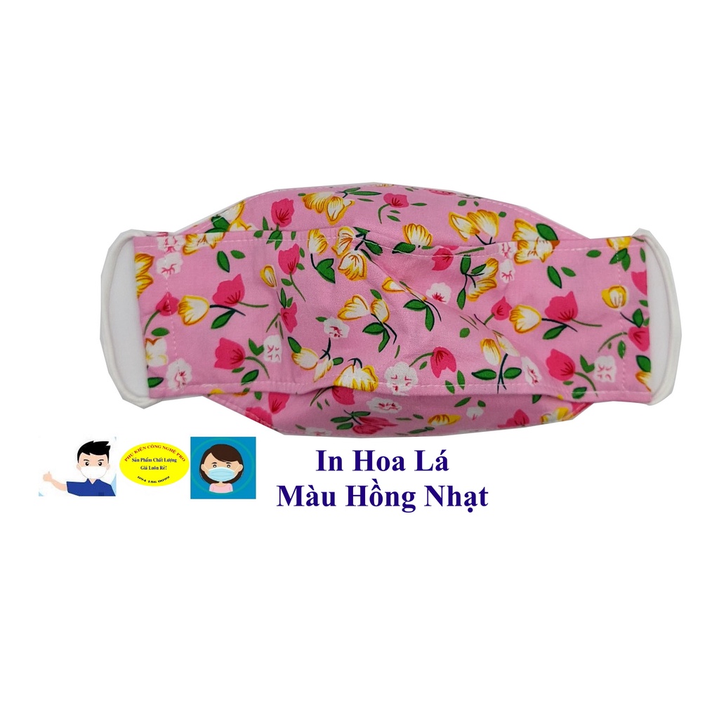 Khẩu trang vải 2 lớp Thiết kế kiểu KF94 In hình hoa Chất liệu vải mềm mát, Chống nắng, Chống bụi, Bảo vệ sức khỏe