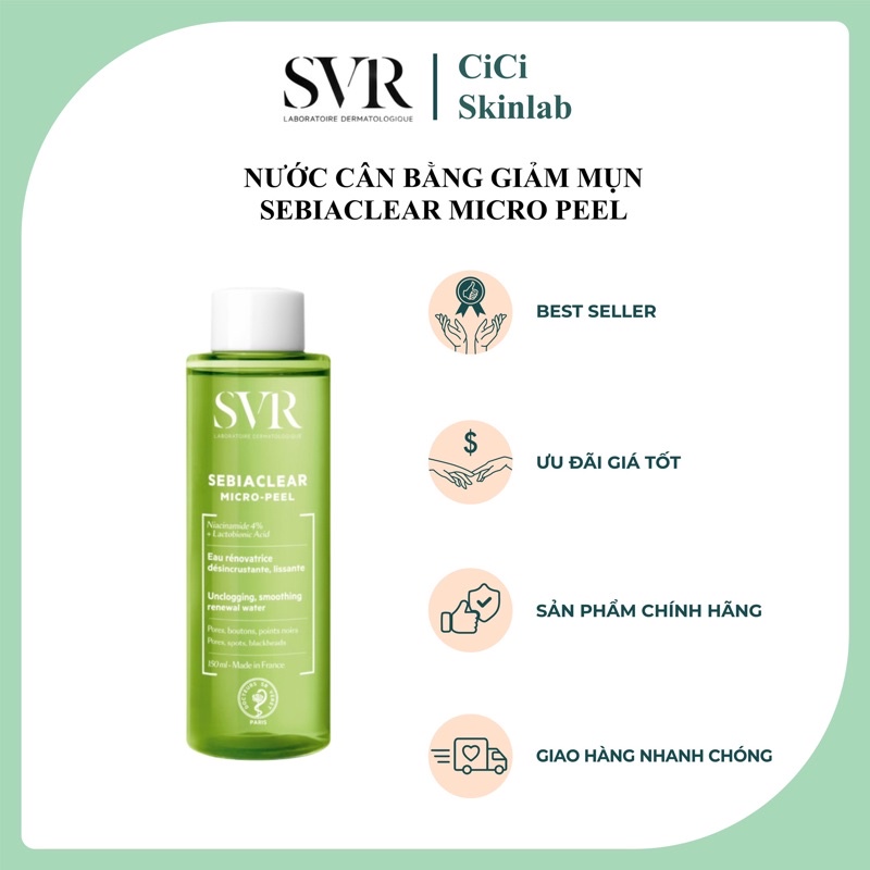 Nước cân bằng giảm mụn Sebiaclear Micro Peel