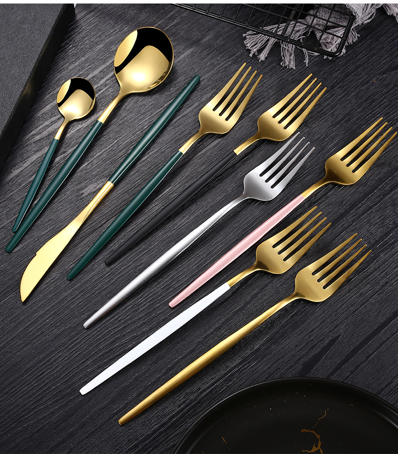 Bộ đồ ăn Dao kéo bằng thép không gỉ 304, dao để bàn, muỗng, nĩa, đũa, muỗng cà phê, năm lựa chọn