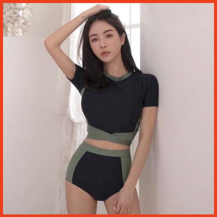 Bikini 2 Mảnh Cộc Tay Kiểu Đồ Tắm Biển Đồ Bơi Nữ Hàn Quốc