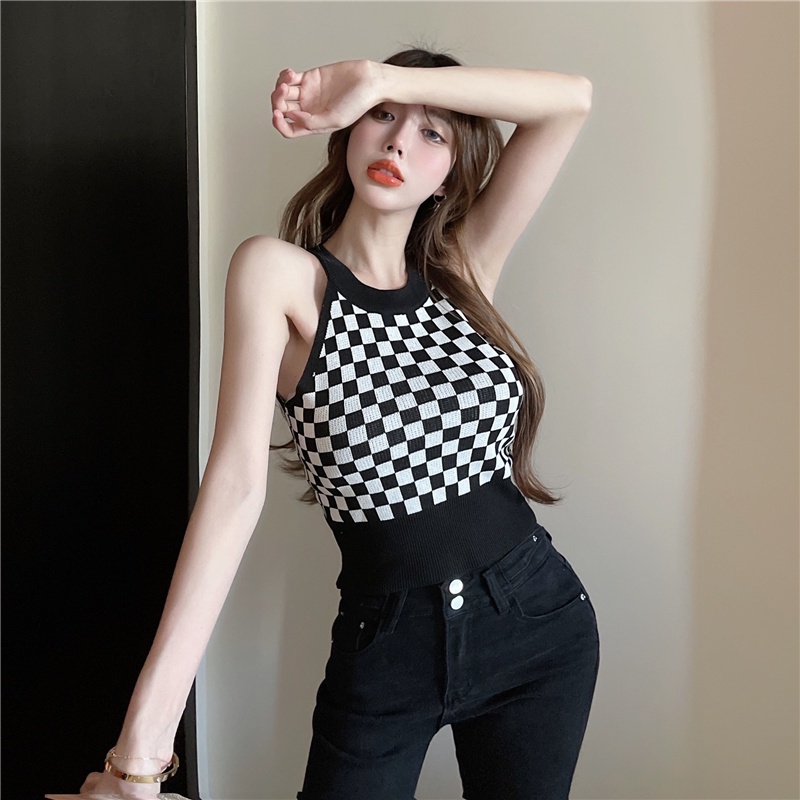 Áo hai dây ZHELIHANGFEI vải dệt kim hở rốn gợi cảm dễ phối đồ cho nữ