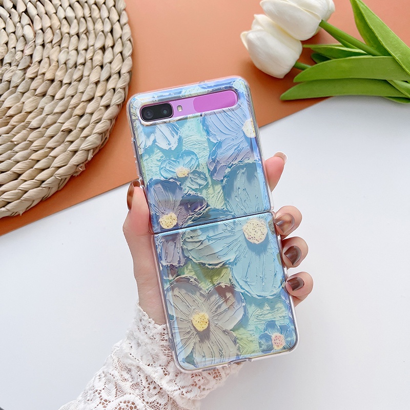 Ốp Điện Thoại Dẻo Họa Tiết Hoa Hướng Dương Màu Xanh Dương Thời Trang Cho Samsung Galaxy Z Flip 1 2 3