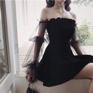 VÁY CÔNG CHÚA THIÊN NGA ĐEN TAY LƯỚI MỎNG