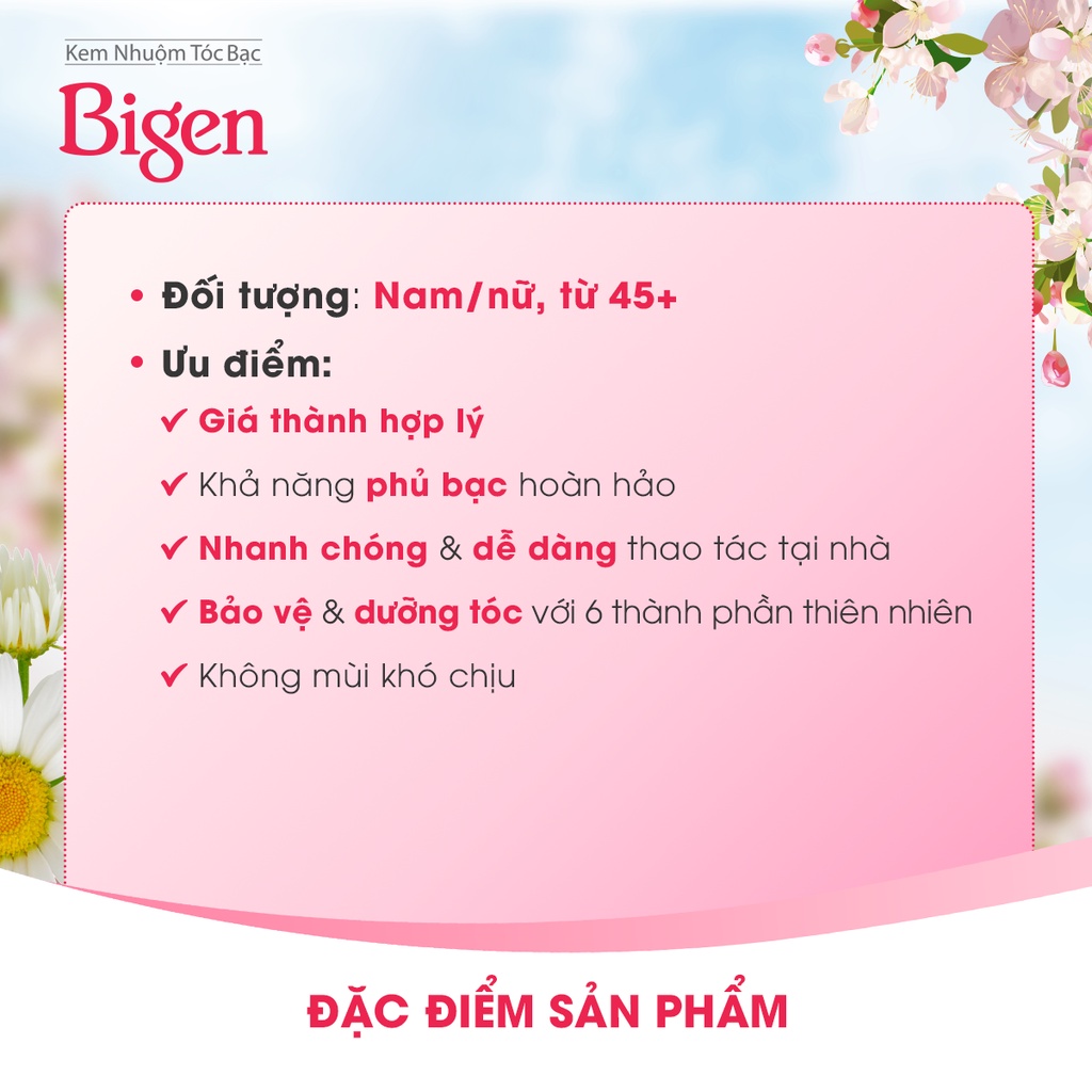 Combo 5 hộp thuốc nhuộm dưỡng tóc phủ bạc dạng kem Bigen Speedy Hair Color Conditioner 80ml/ hộp