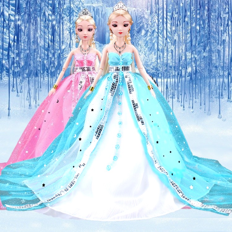 Búp Bê 12 Khớp Nữ Hoàng Băng Giá Elsa Kèm Phụ Kiện 08 Món + 3 Váy Ngắn ( ,Xanh, Hồng)