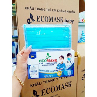 Khẩu trang y tế than hoạt tính kháng khuẩn ECOSY hộp 50 cái