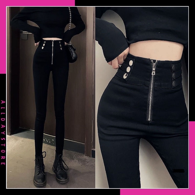 Quần Legging Giả Bò Co Dãn Kéo Khoá { Sẵn Hàng }