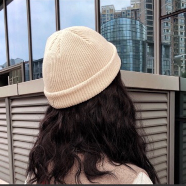 mũ len beanie ngắn gập