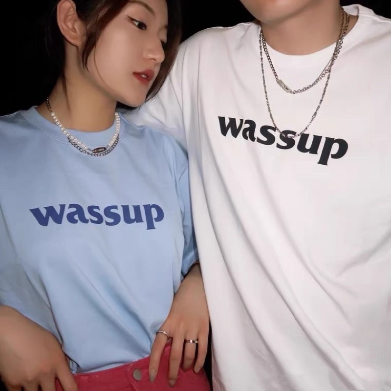 Áo thun unisex WASSUP phom rộng tay lỡ dành cho nam nữ