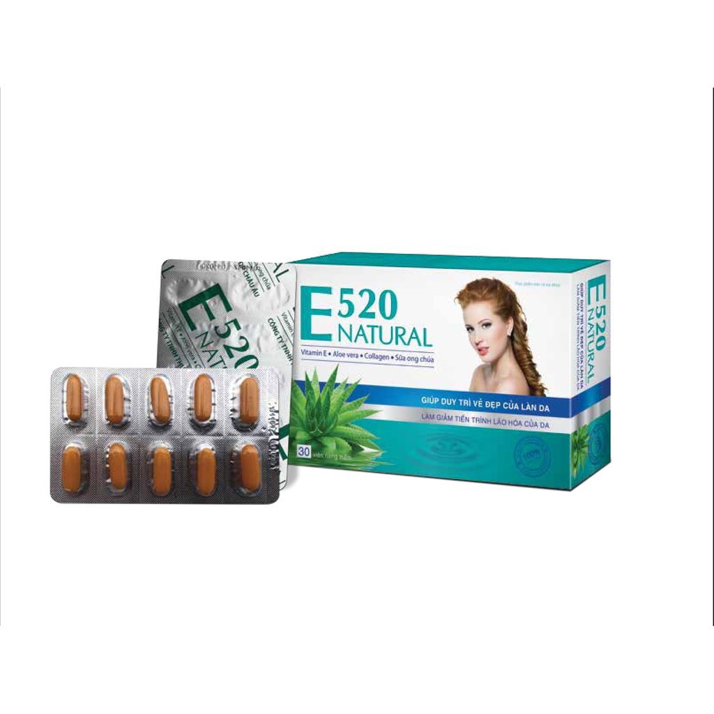 Viên uống Vitamin E 520 Natural hỗ trợ chống Oxy hóa, làm đẹp da hộp 30 viên | BigBuy360 - bigbuy360.vn
