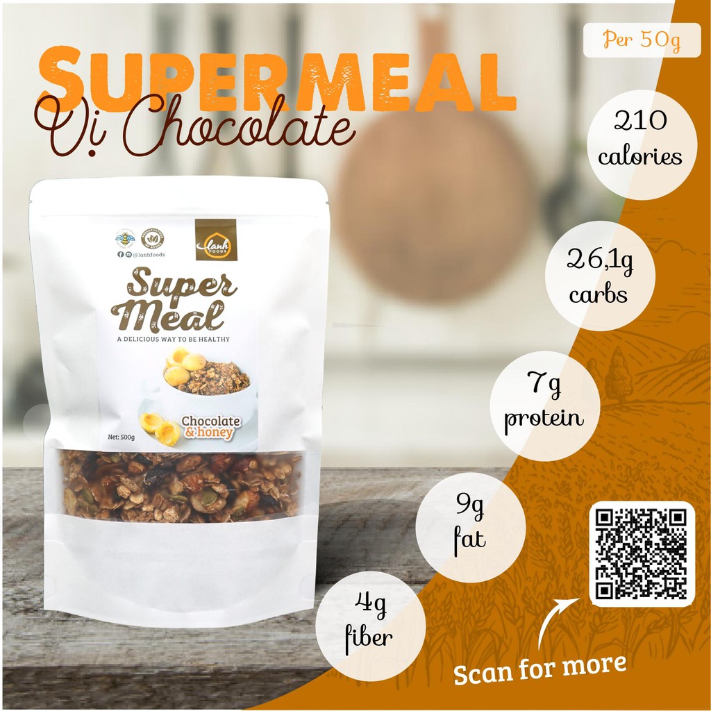 Granola Ăn Kiêng Vị Chocolate Không Đường LANHFOODS | BigBuy360 - bigbuy360.vn