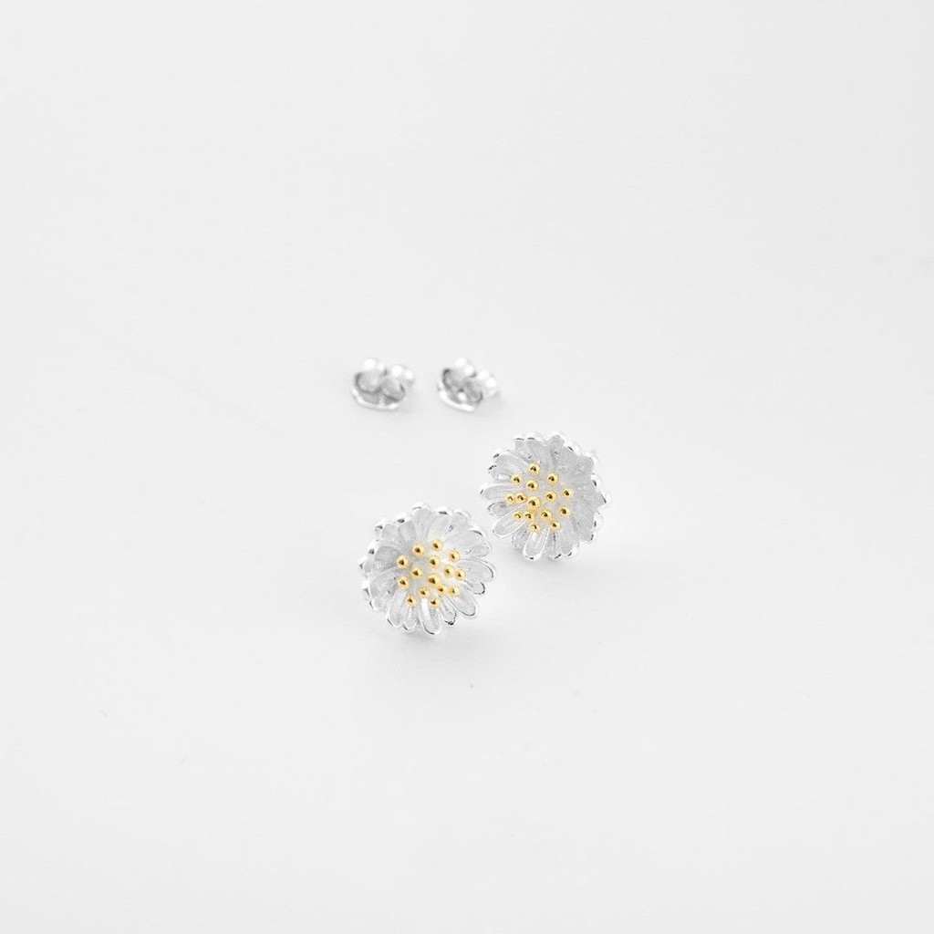 Khuyên tai bông hoa cúc họa mi bạc thật 925 DaLiA Jewelry bông tai bạc chuẩn cho nàng