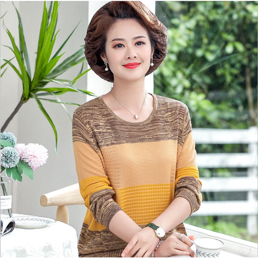 Áo len nữ trung niên, áo len mỏng tay lỡ AL21
