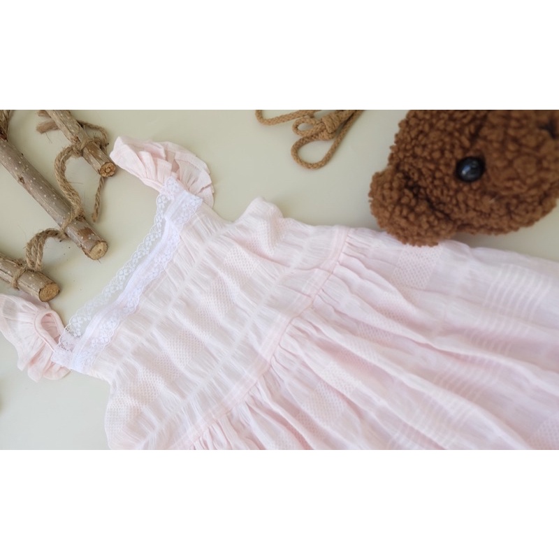 Đầm hai dây chất liệu linen mềm mại cho bé gái 9-25kg