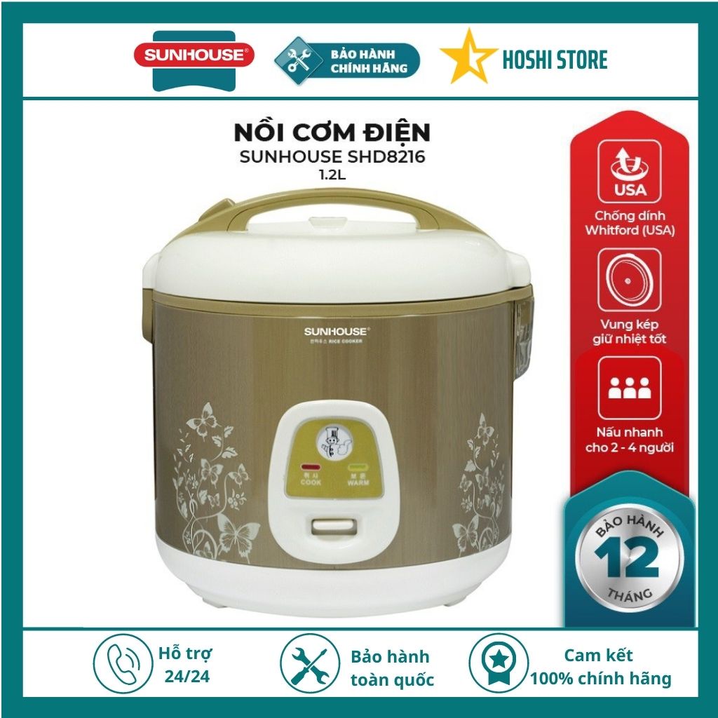 [Mã ELHADEV giảm 4% đơn 300K] Nồi cơm điện 1.2L SUNHOUSE SHD8216