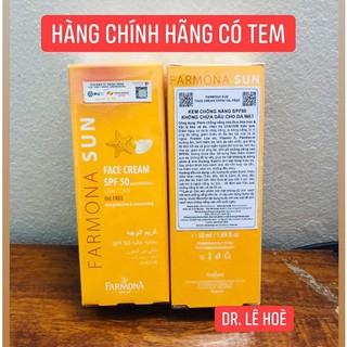 FARMONA SUN FACE CREAM SPF 50+ 50ML. KEM CHỐNG NẮNG SPF 50+ KHÔNG CHỨA DẦU CHO DA MẶT.