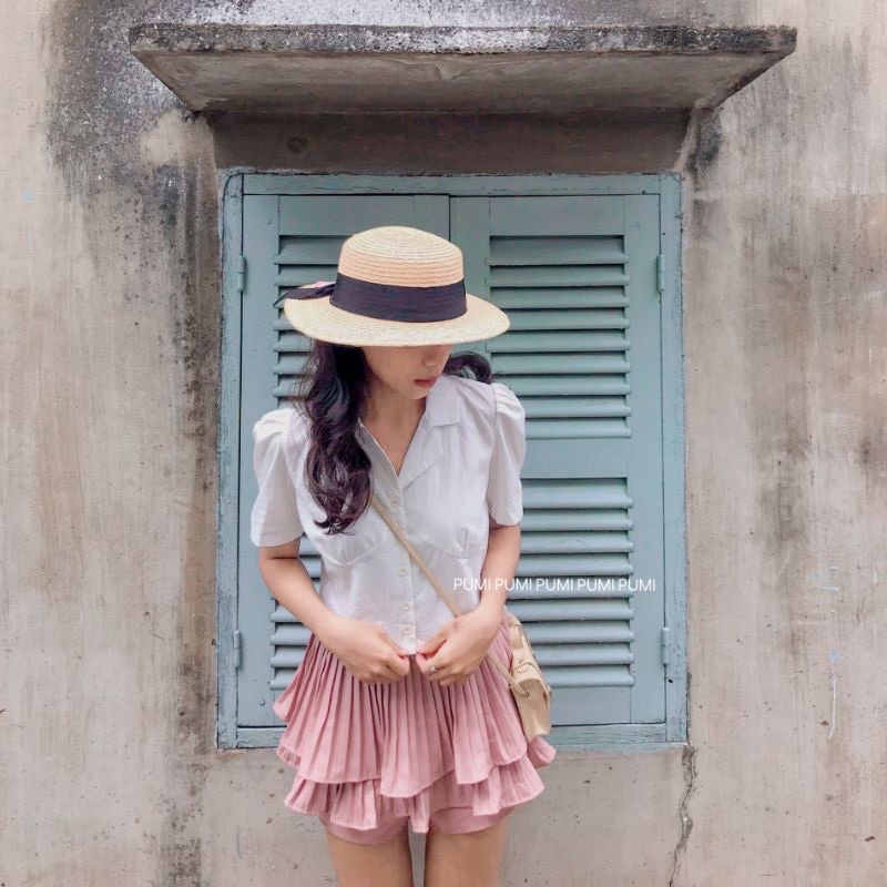 Chân váy ngắn xoè nữ dập ly tầng Pumi | BigBuy360 - bigbuy360.vn