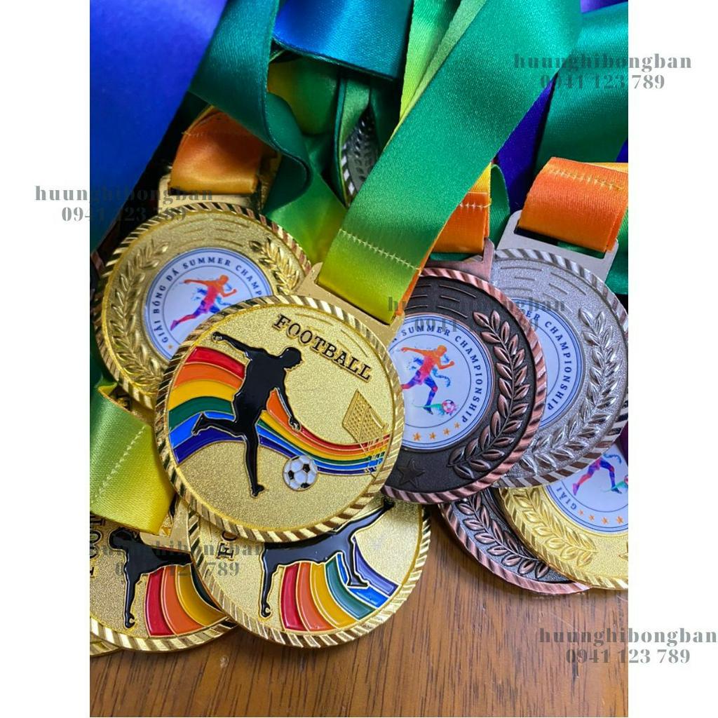 Huy chương bóng đá đúc khuôn dây lụa, Huy chương thể thao đẹp, giá rẻ