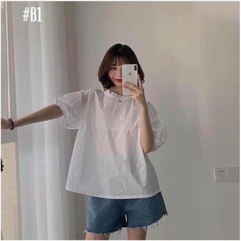 Áo babydoll phom rộng xếp ly ngực 😘 .