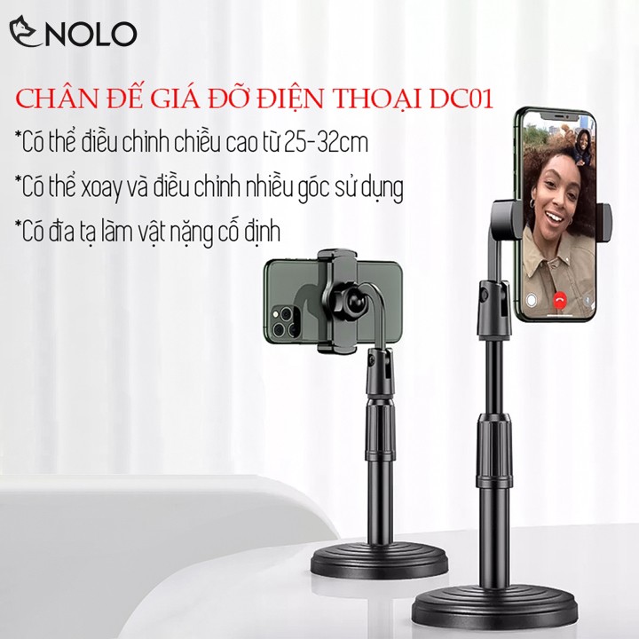 Chân Đế Điện Thoại Model DC01 Có Điều Chỉnh Chiều Cao Được 25-32cm Chất Liệu Nhựa ABS Và Hợp Kim