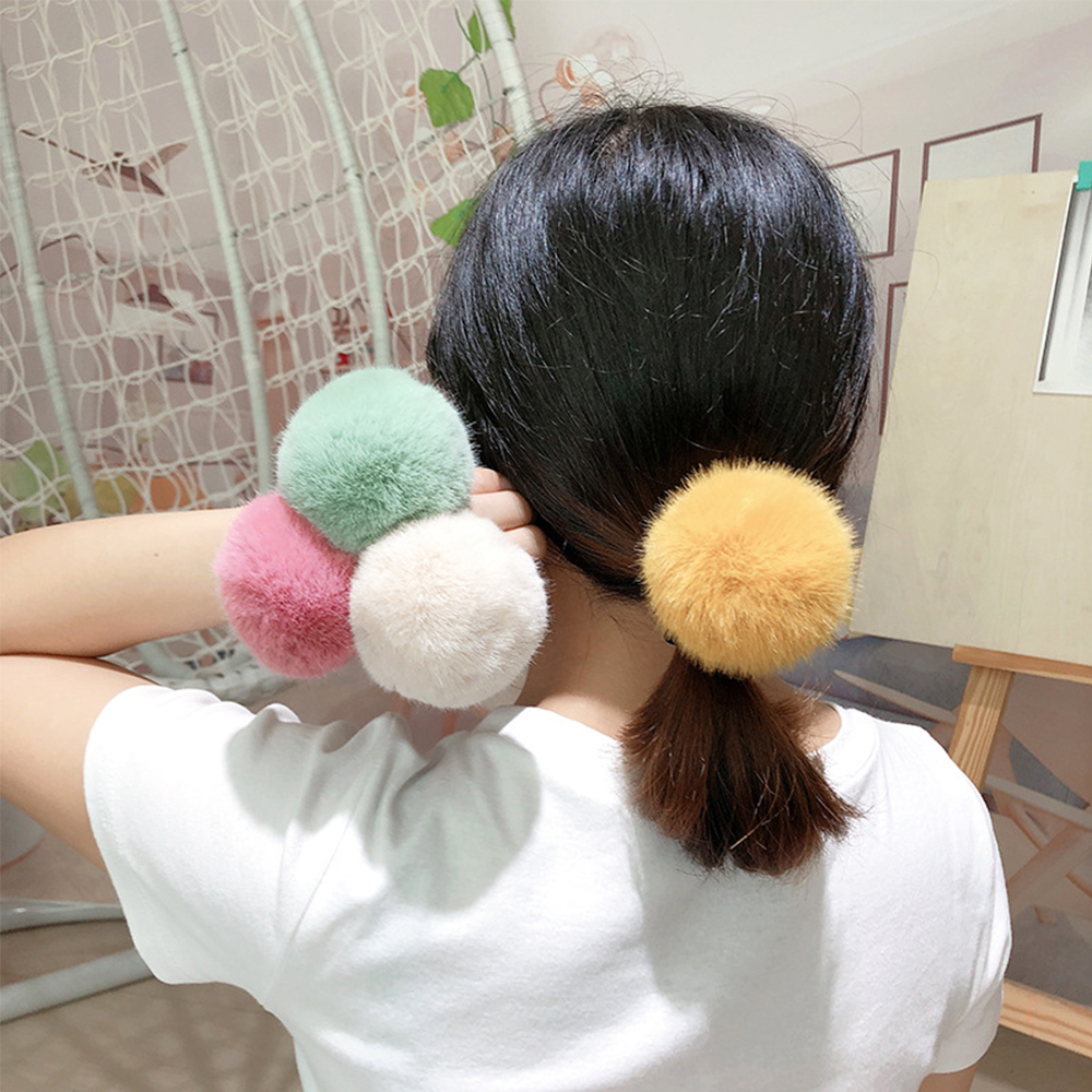 Dây Buộc Tóc Gắn Quả Cầu Lông Xinh Xắn Cho Nữ