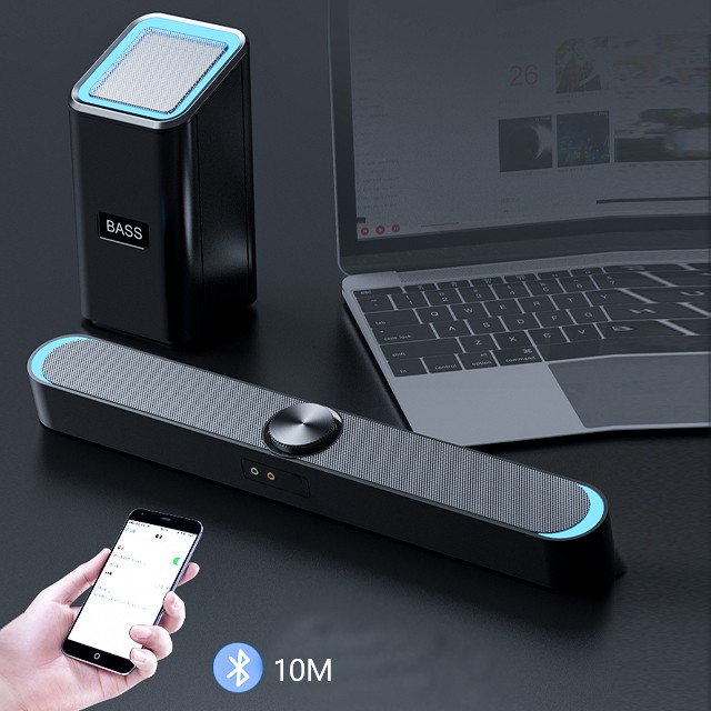 Loa Thanh Siêu Trầm Bluetooth Gaming Soundbar SADA D238 Hỗ Trợ BASS, Jack 3.5 Dùng Cho Máy Vi Tính PC, Laptop, Tivi