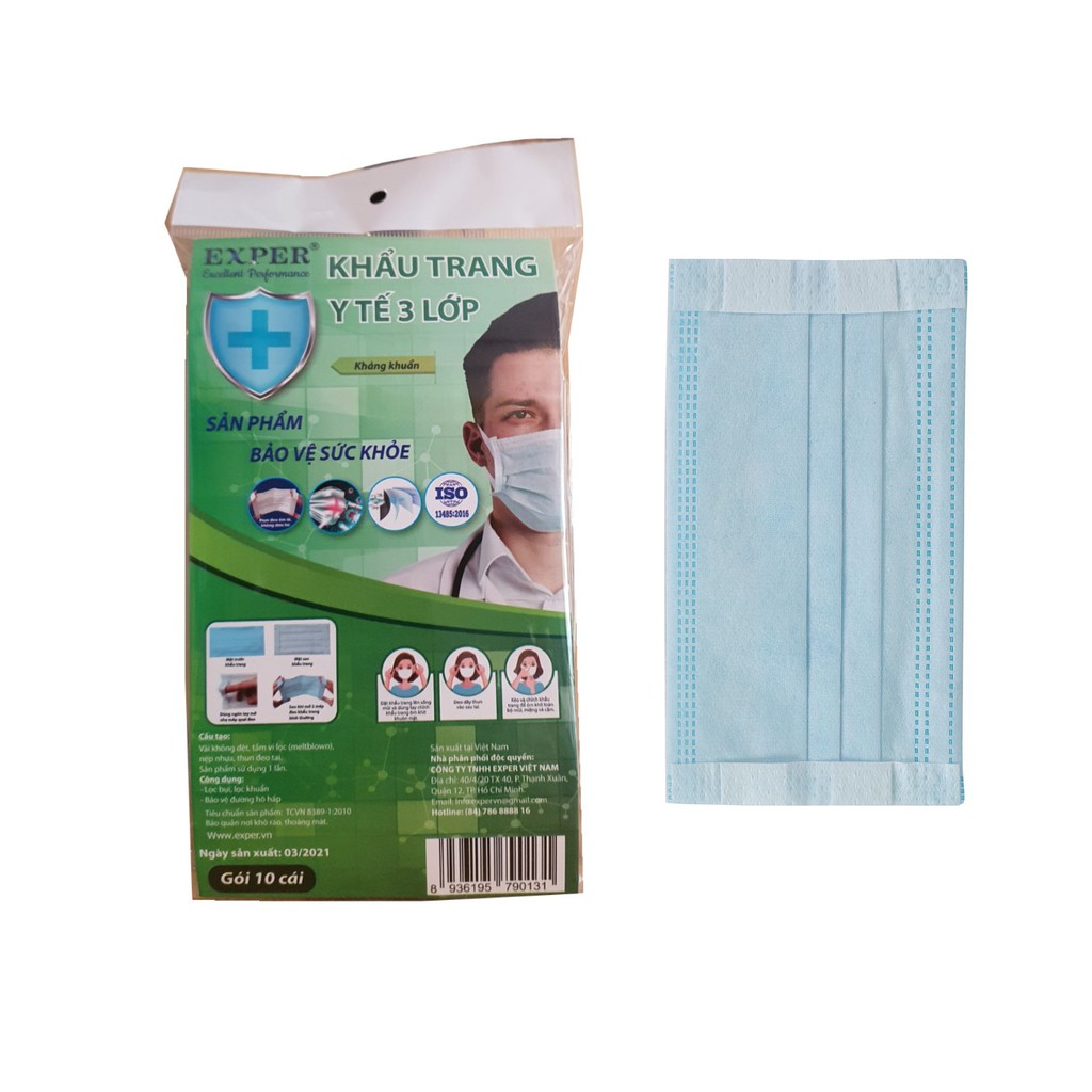Khẩu trang y tế Exper 3 lớp hộp 50 cái. Khẩu trang y tế áp dụng công nghệ Nhật cao cấp không đau tai | BigBuy360 - bigbuy360.vn