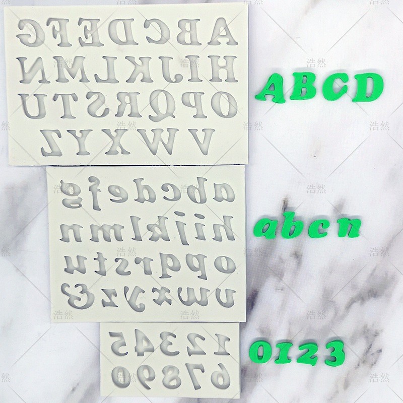 set 3 khuôn chữ và số size nhỏ trang trí bánh