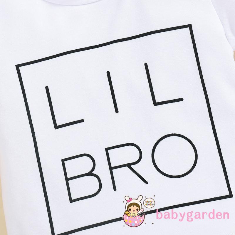 Set Đồ Mùa Hè Gồm Áo Thun Tay Ngắn Cổ Tròn In Chữ/Quần Short Cho Bé Trai 6 Tháng - 3 Tuổi