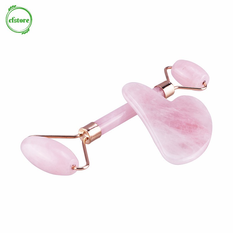 Dụng cụ massage mặt thon gọn làm bằng đá ngọc bích màu hồng hình dạng bắt mắt