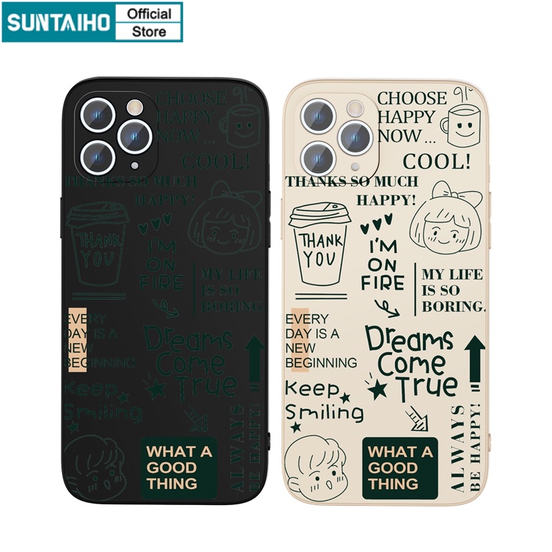 Ốp lưng iphone Ốp điện thoại SUNTAIHO silicon mềm hình cậu bé cô bé xấu hổ cho iPhone 13 12 11 Pro Max X XR Xs Max 7 8+ 12mini 13mini