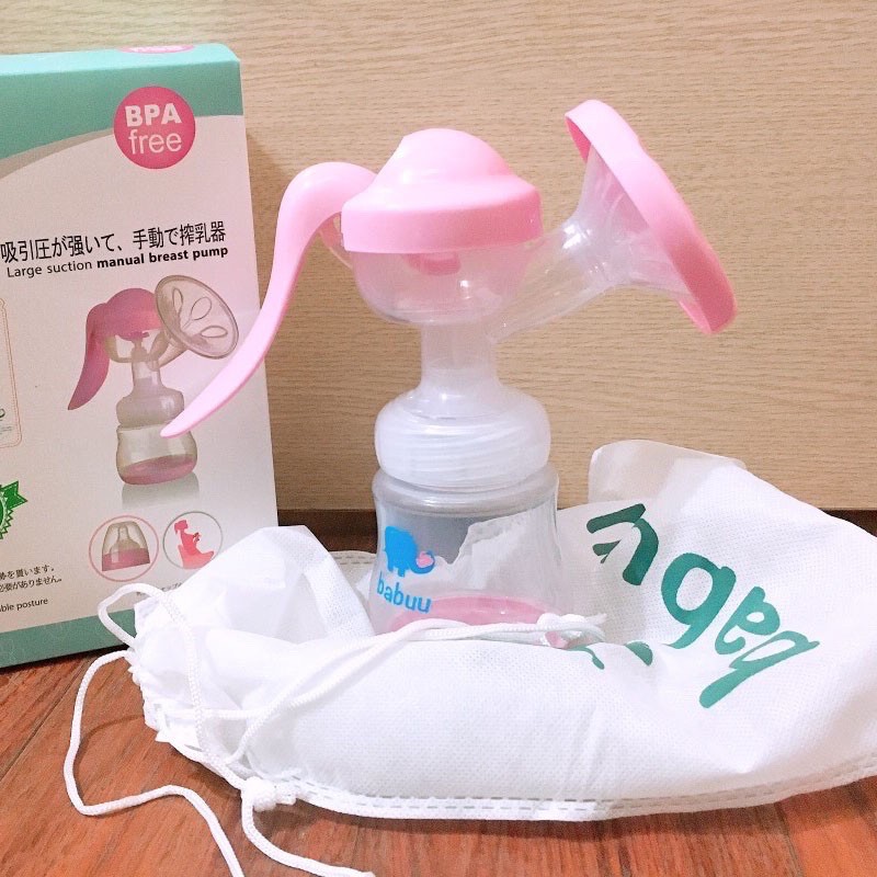 Máy vắt sữa cầm tay Babuu, máy hút sữa bằng tay Babuu ( tặng kèm túi trữa sữa)