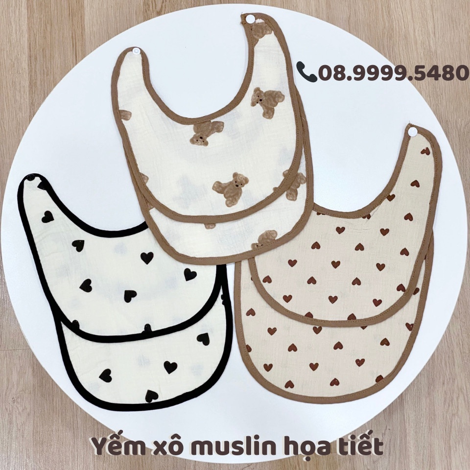 Yếm Cổ Chất Xô Muslin Hoạ Tiết Xinh Xắn 𝑭𝑹𝑬𝑬𝑺𝑯𝑰𝑷 Thấm Hút Tốt Cho Bé