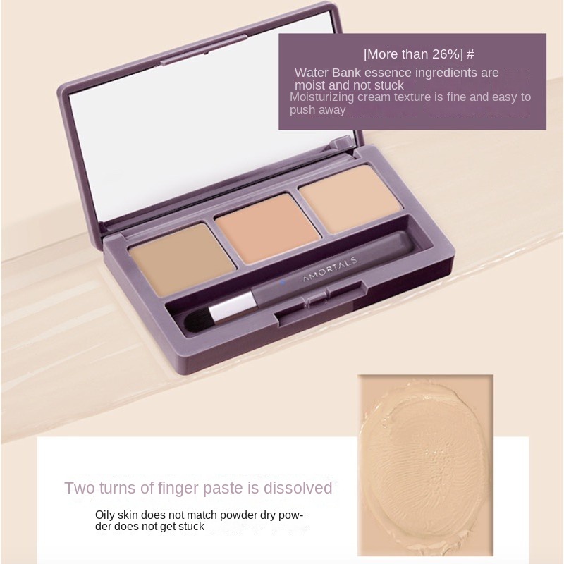 AMORTALS Bảng Che Khuyết Điểm Ba Màu Kem Che Khuyết Điểm Hàng Chính Hãng Có Mã Bảo Mật Kem Che Khuyết Điểm Vết Mụn Quầng thâm Đốm Phấn mụn trứng cá