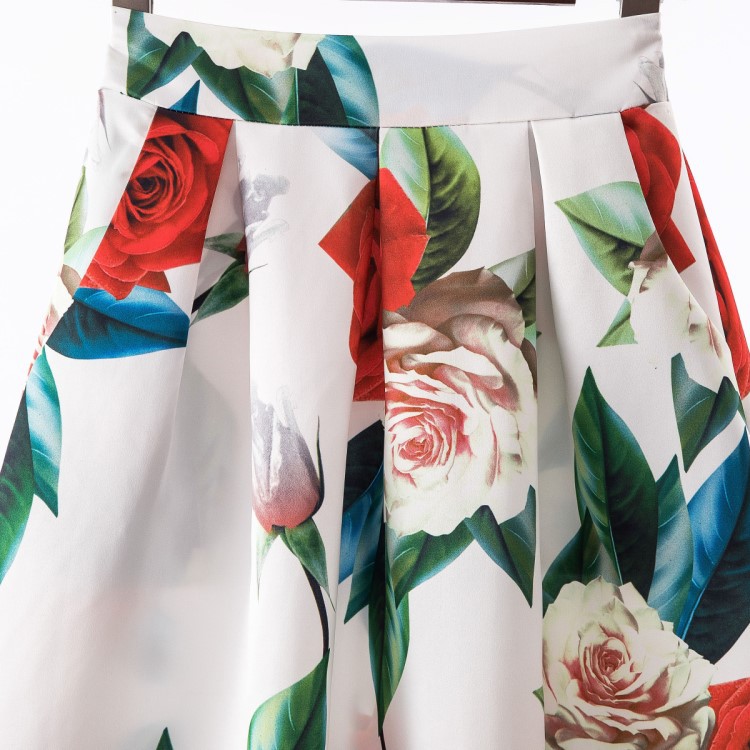 Chân Váy maxi Dài Lưng Thun Co Giãn In Họa Tiết Hoa Màu Trắng Đen Có Túi Thời Trang Cho Nữ