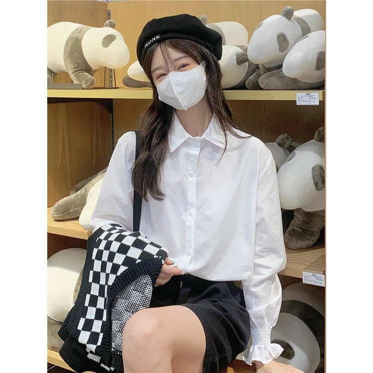 Áo sơ mi trắng nữ dài tay ulzzang vintage hàn quốc cao cấp trơn -SM02