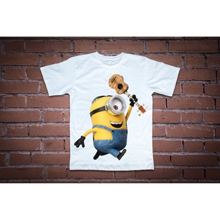 Áo thun Unisex Nam Nữ Trẻ Em minion cầm đàn