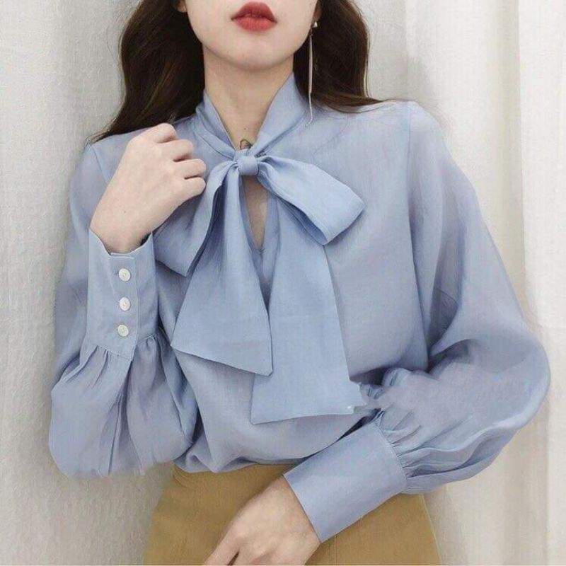 Áo sơ mi nữ cột nơ xinh xắn