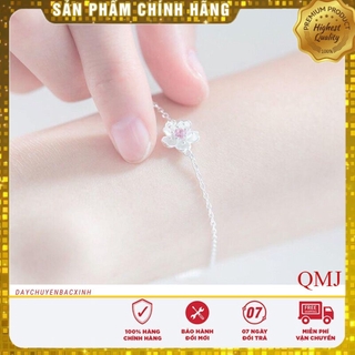 LẮC TAY BẠC TA MẪU HOA ANH ĐÀO - Lắc tay QMJ cam kết Bạc Chuẩn, sáng đẹp, chất lượng