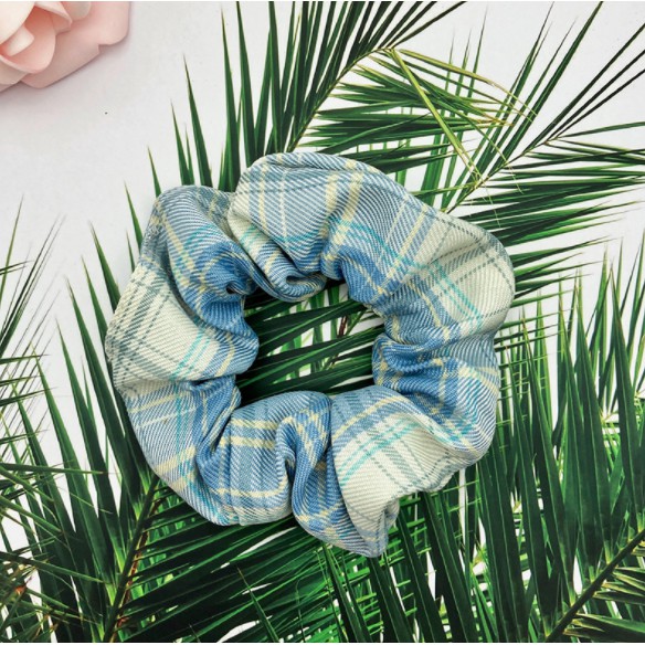 Dây buộc tóc scrunchies, dây cột tóc chun buộc tóc kẻ phồng dễ thương Hàn Quốc SC05 - VHT SHOP