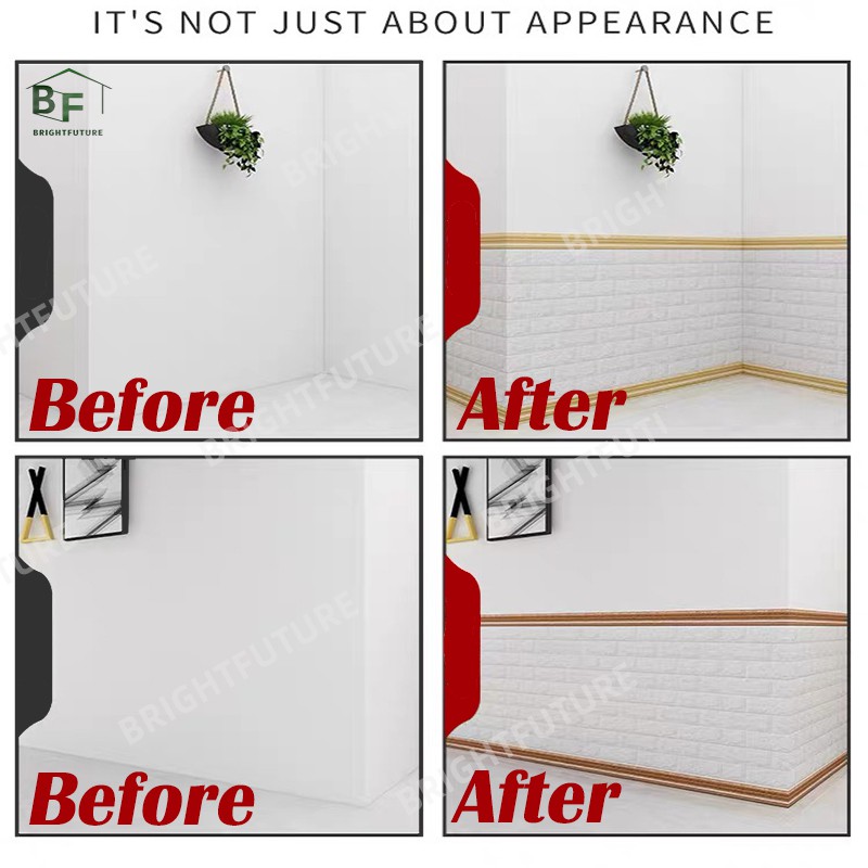 2.3m Xốp dán tường Hình nền 3D Tường Chân tường Trang trí Đường tự dính Hình nền không thấm nước Đường viền 3D Hoa văn Tường Sticker Trang trí tường