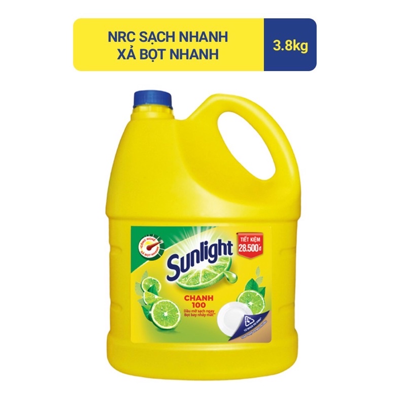 Nước rửa chén sunlight 3,6kg 3 trà xanh, chanh, lô hội  nsx 2022 hsd 3 năm