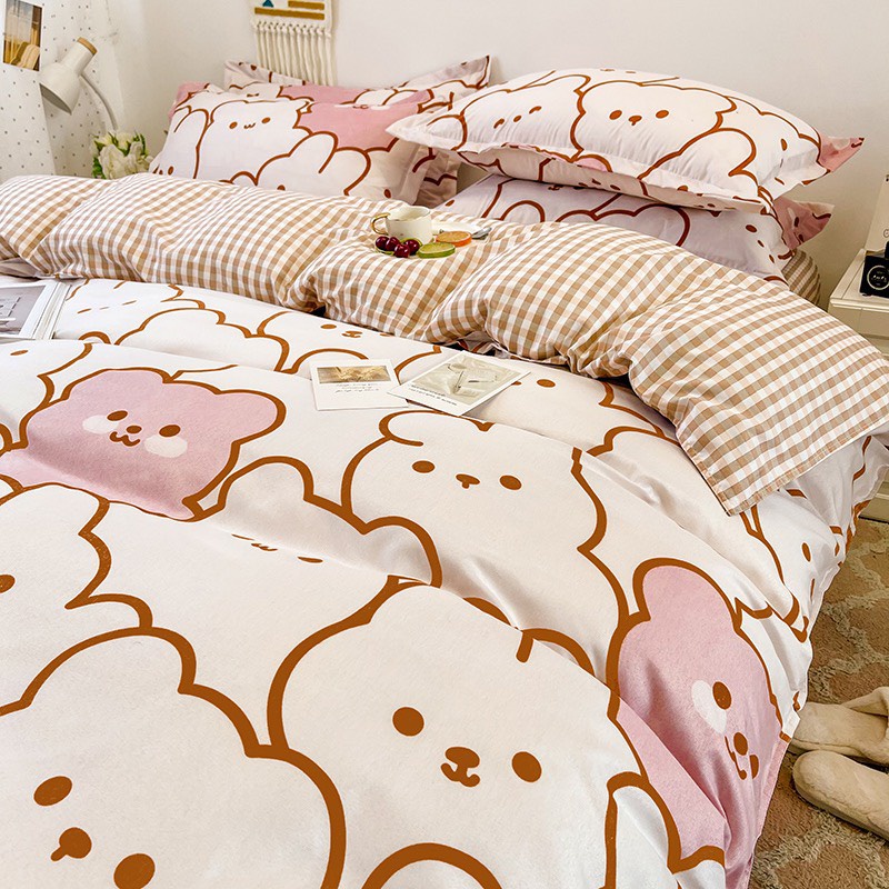 Bộ chăn ga gối cottn poly - Mẫu Gấu baby.