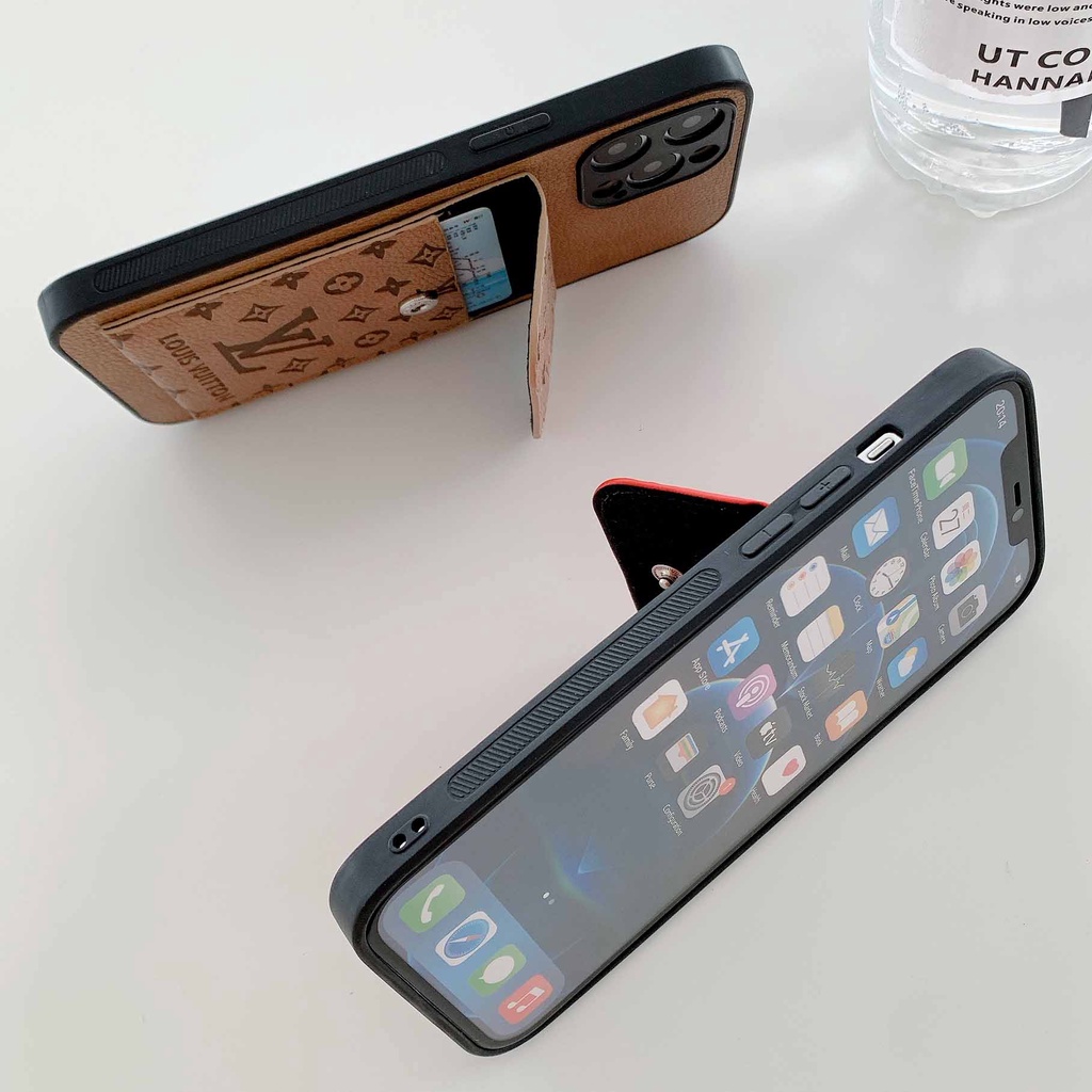 Ốp Điện Thoại Màu Xanh Lá Có Ngăn Đựng Thẻ Thời Trang Cho iphone 13promax 12 11 xsmax xr xs 7p