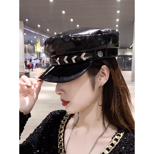 Mũ newboys da bóng sang chảnh đính hạt (order)