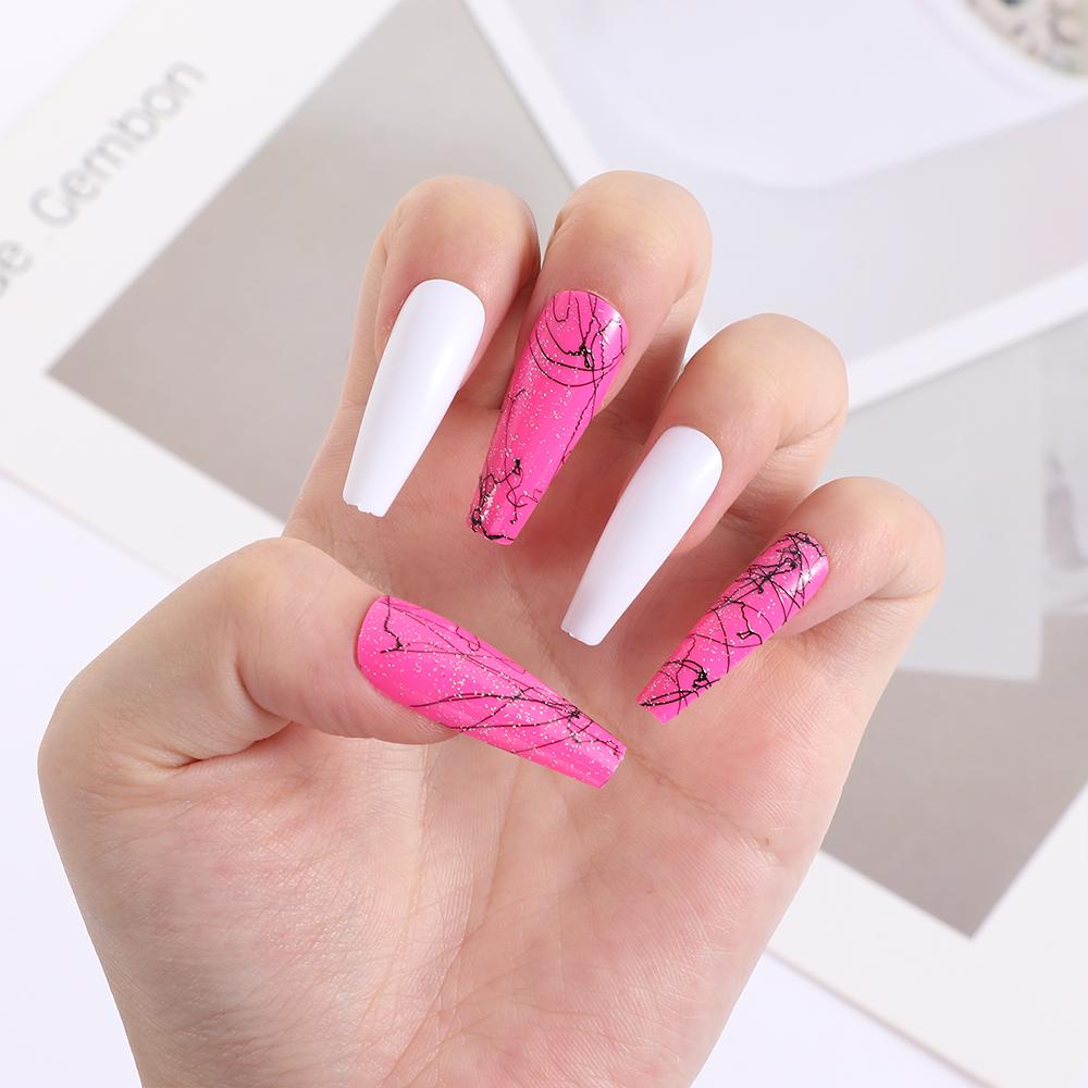 Móng Tay Giả Hình Chữ T Đính Kim Sa Lấp Lánh Thời Trang