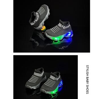 AMILA Giày Thể Thao One-Set Tất Dệt Kim Co Giãn Thoáng Khí Có Đèn LED Phong Cách Mới Mùa Hè Cho