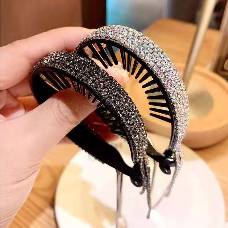 Kẹp Tóc Đính Đá Phối Tua Rua Thời Trang Hàn Quốc Chất Lượng Cao
